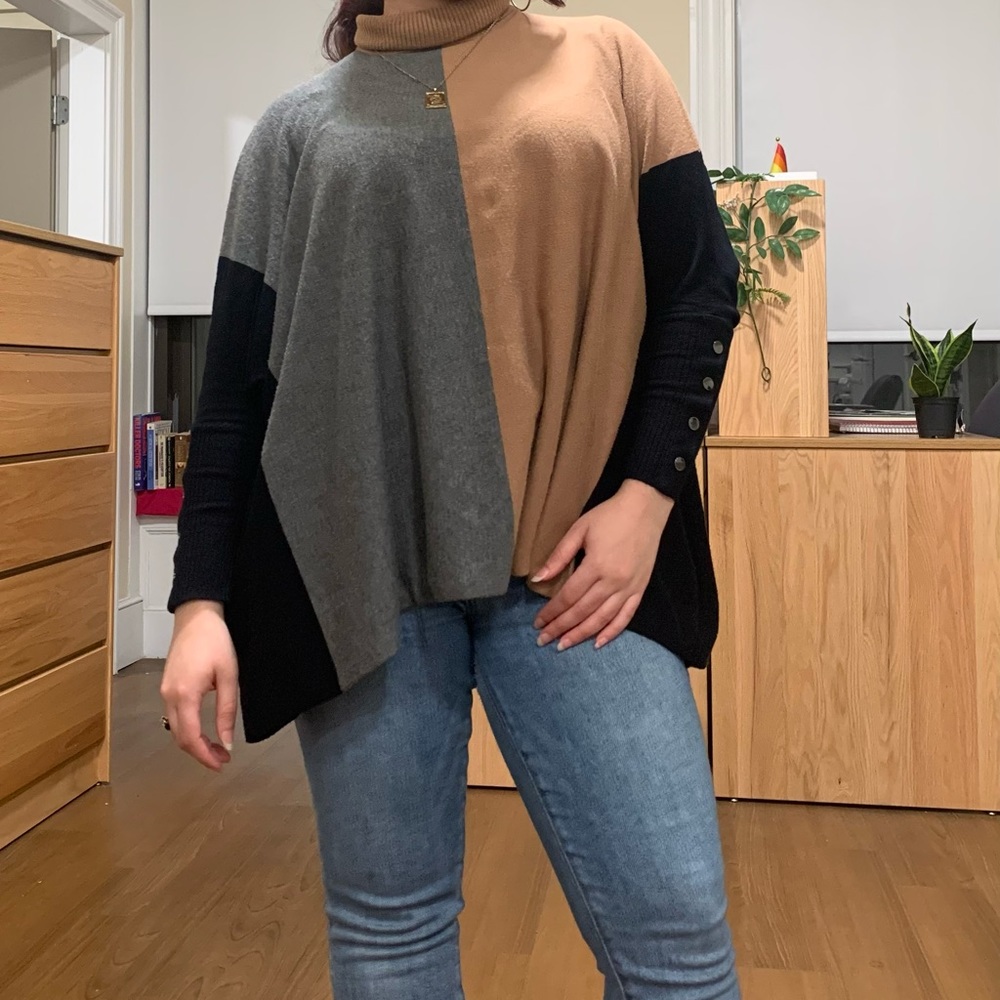 Alfani Petite Women’s Turtleneck Poncho Sweater